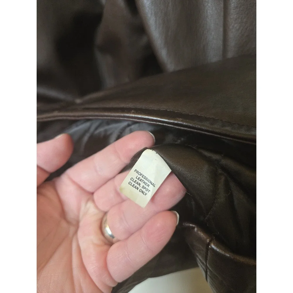 Gap Vintage Y2K Brown Leather Car Coat Driving Jacket Mens Large Oversized 2002